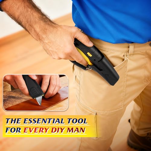 Image of DIYSELF Self-Retracting Safety Box Cutter with Holster and 10 SK5 Blades