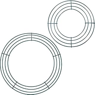Sumind 2 Pack Wire Wreath Frame Wire Wreath Making Rings Green for New Year Valentines Decoration (8 Inch and 12 Inch)