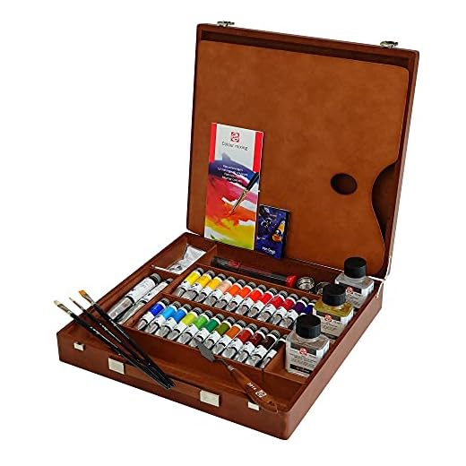 Van Gogh CAJA DE MADERA PINTURAS AL ÓLEO 24 TUBOS DE 20 ML + 2 TUBOS DE 60 ML + AUXILIARES + ACCESORIOS