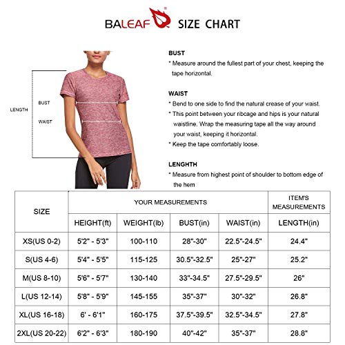 BALEAF Women's Athletic Shirt Workout Top Running Yoga Lightweight Quick Dry Short-Sleeved Crewneck Tee Black XL