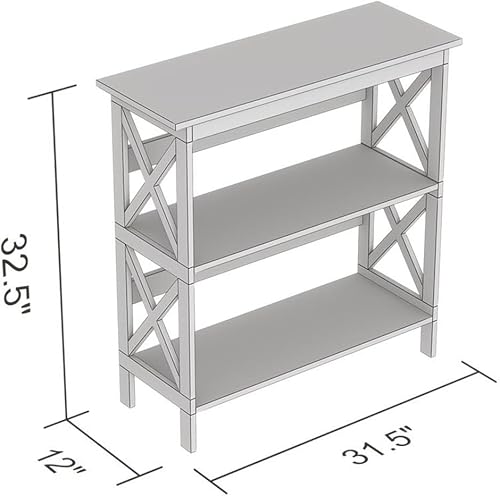 Miniatura 3 de Pemberly Row Estantería moderna de 32.50 pulgadas de alto con 3 estantes en acabado blanco