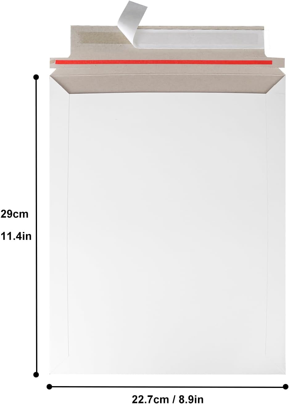 100 Pack Supreme Quality Photo Mailers, 9x11.5" Self-Sealing Mailer Envelopes, Hard Cardboard Mailers, Ideal for Photos, Documents, CDs, Rigid Mailers with Enhanced Privacy by IHDYPPEW's