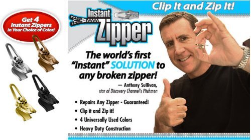 Instant Zipper- Set of 4 Replacement Zippers in Black