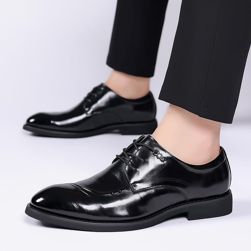 Oxford Dress Shoes for Men Leather Office Heel Non Slip Anti-Slip Low Top Rubber Sole Shoe Evening Fashion Lace Up Breathable2