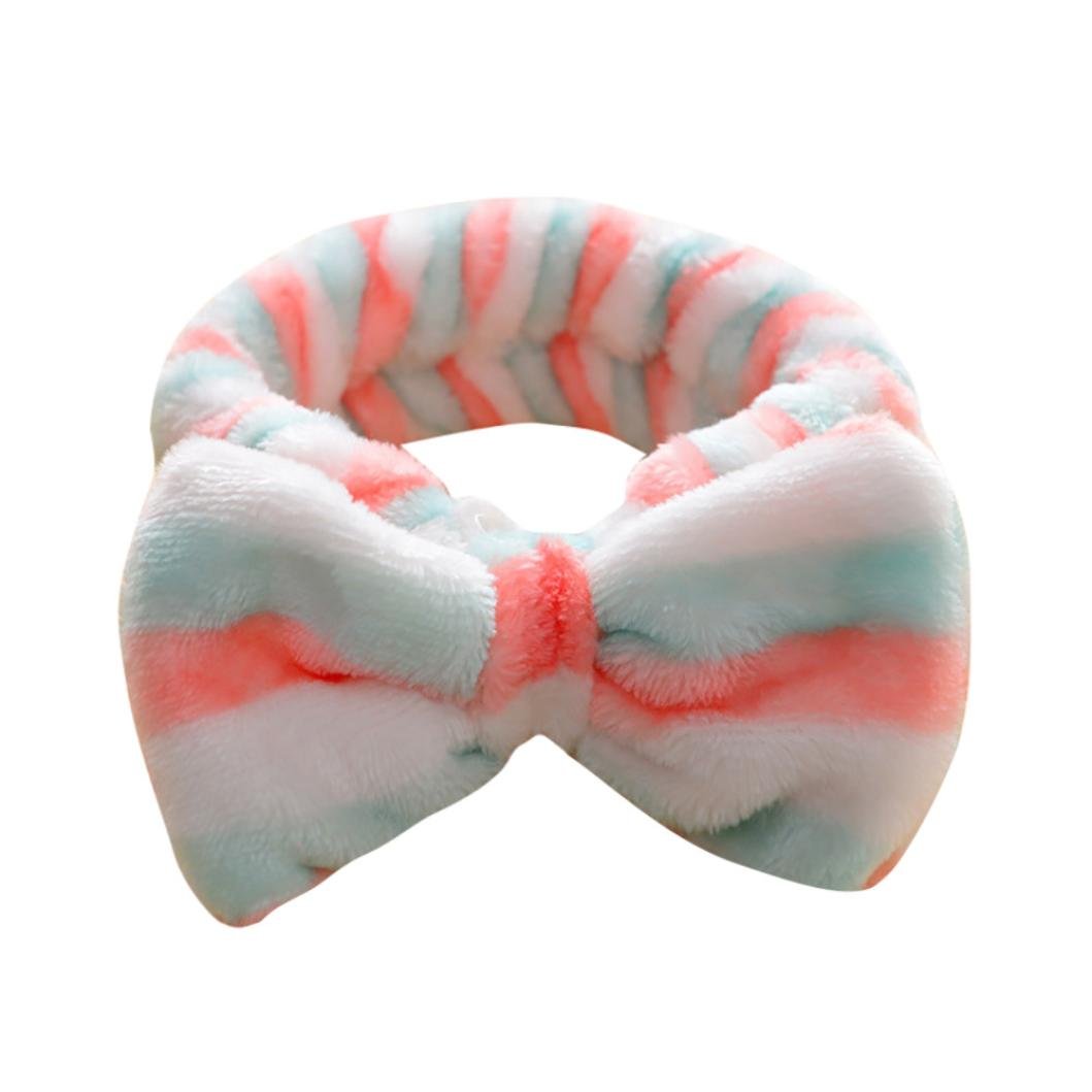 Soft Hairband Datework Cute Women Girl Elastic Makeup Bow Knot Head Wrap Bath Spa Face Headband Face Washing