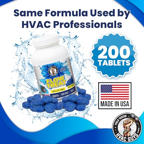 Leak Saver HG-FLOWTREAT-200 Hvac Guys – Flow Treat Tabs - 200 Tablets | Ac Drain Line Cleaner | Prevents Odors, Keeps Hvac Drain Pan Clean thumb #1