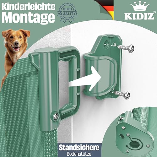 KIDIZ® Treppenschutzgitter Türschutzgitter ausziehbar 0-140CM | kindersicheres Treppengitter für Babys & Haustiere | Schutzgitter für Treppen & Türen Absperrgitter inkl. Bodenanker & Montagezubehör
