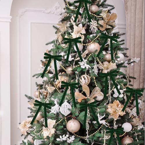 Image of Tsorode 10 Yards Dark Green Velvet Ribbon for Christmas Tree,5 /8 Inch