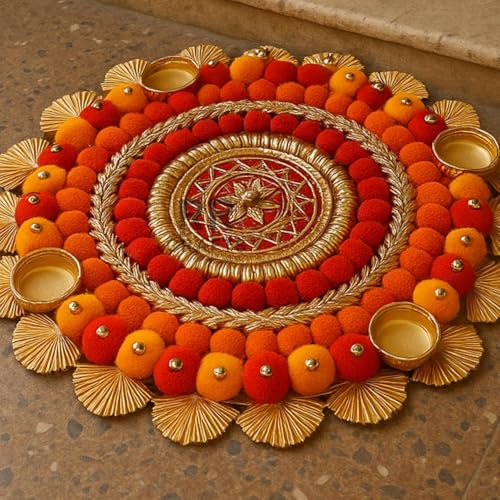 Image of Flower Rangoli Set - Diwali Rangoli Decoration for Home|Rangoli Diya Decoration|Floor Decoration Items|Decor Items for Pooja|Divaalee & Festive Decoration Items|Diwali Decorative