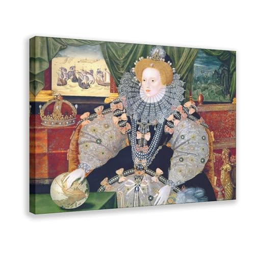Poster George Gower The Armada Portrait Queen Elizabeth I toile décoration murale cadre 20x30