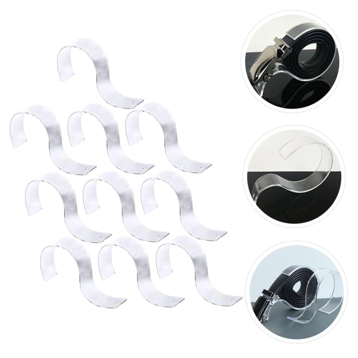 KOMBIUDA Acryl Gürtelständer mit Glatter Oberfläche und Grate S-förmige 10 Stück Transparenter Gürtelaufbewahrungsständer für Supermärkte und Zuhause