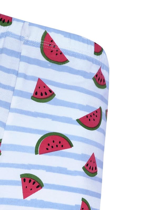 Image of DChica Cotton Cycling Shorts for Girls | Stretchable Gym Shorts /Running Shorts | High Rise Shorts for Girls | Blue Printed Tights with Elasticated Waistband | Pack of 1