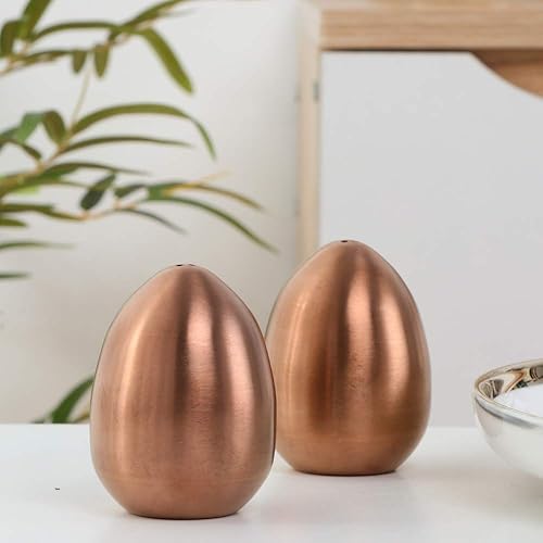 Miniatura 3 de Juego de 2 pimenteros de sal de oro rosa, lindo tarro de condimentos de acero inoxidable con forma de huevo para utensilios de hogar y cocina,