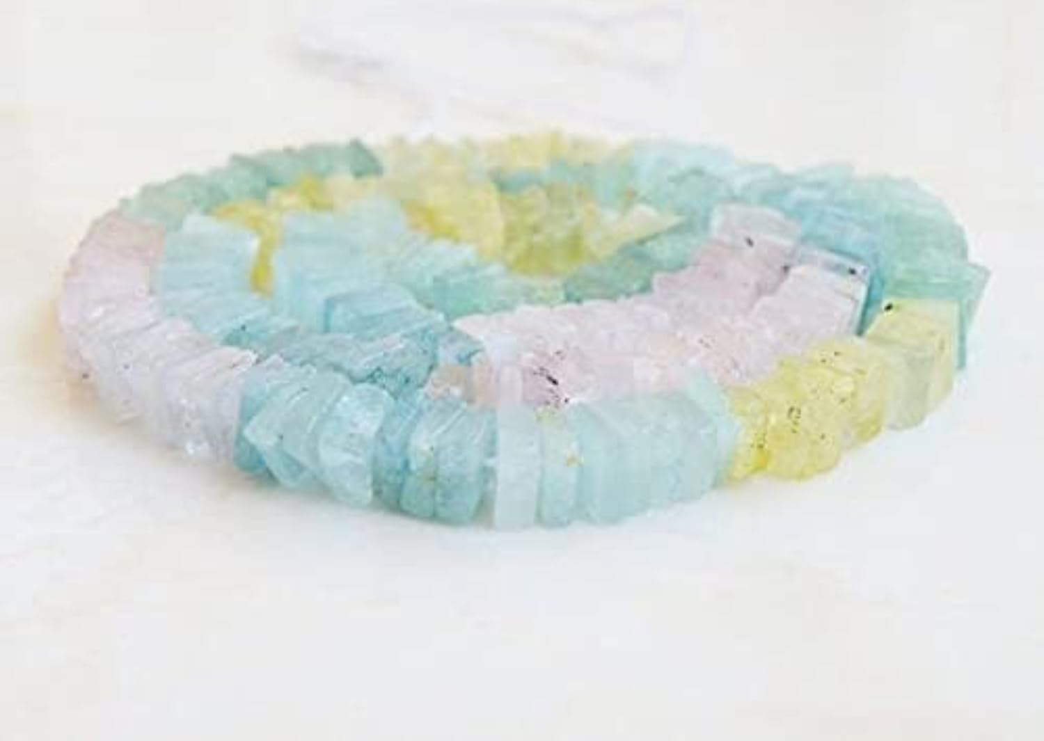 Aigue-marine pierre naturelle heishi bleu vert pour fabrication de bijoux artisanaux