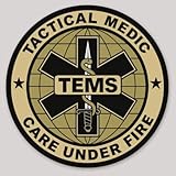 2 Inch Non-Reflective Helmet Sized Tactical Medic Paramedic TEMS Care Under Fire Star of Life Vinyl Sticker