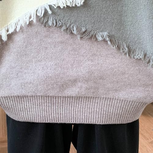 Men's Knitted Crewneck Sweater Long Sleeve Loose Fit Casual Pullover Color Block Cable Knit Fashion Warm Sweaters3