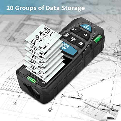 Laser Measure, Mestek 164Ft M/In/Ft Laser Distance Meters with 2 Bubble Levels and Electronic Angle Sensor, for Pythagorean, Distance, Area and Volume Measuring, Carry Pouch and Battery Included - Thumbnail 4