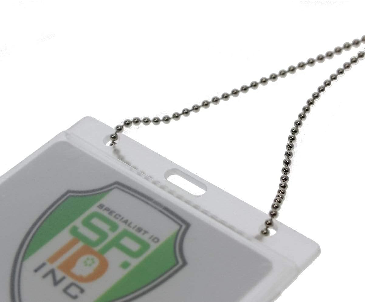 Bulk 50 Pack - Heavy Duty Horizontal Plastic Badge Holder with Thumb Slot Card Removal - Landscape Rigid/Hard I'd Case Keycard Protector - Clear Frosted Cover by Specialist ID