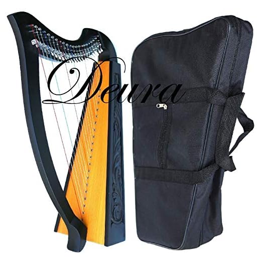 DEURA 22 STRINGS LEVERS BLACK HARP + BAG Irish Celtic Lap Folk MA-1030BK