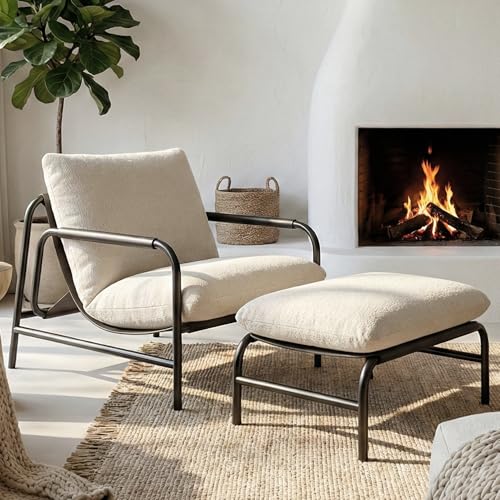 Sillón Plegable Chenille Blanco miniatura 1