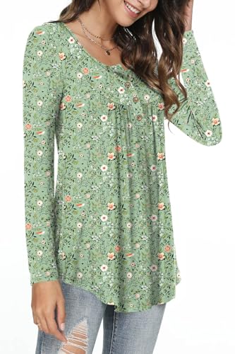 Aodemo Women's Fall Long Sleeve Tunic Tops Henley Shirts Button Down Blouses2