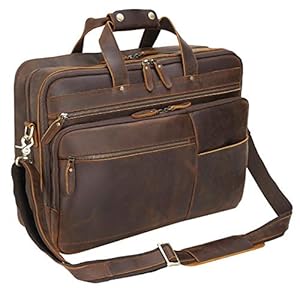 Polare Large Full Grain Leather Briefcase For Men Business Travel Case Messenger Bag