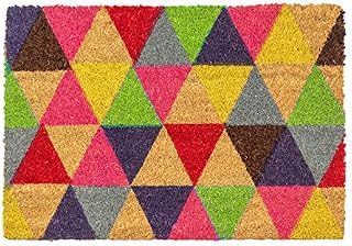 Nicola Spring Non-Slip Coir Door Mat - 60 x 90cm - Triangles - PVC Backed Welcome Mats Doormats