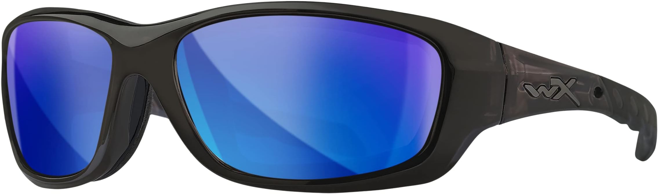 Wiley X WX Gravity Blue Mirror Polarized Sunglasses, ANSI Z87 Safety Glasses for Men and Women, UV Eye Protection Black Crystal Frames
