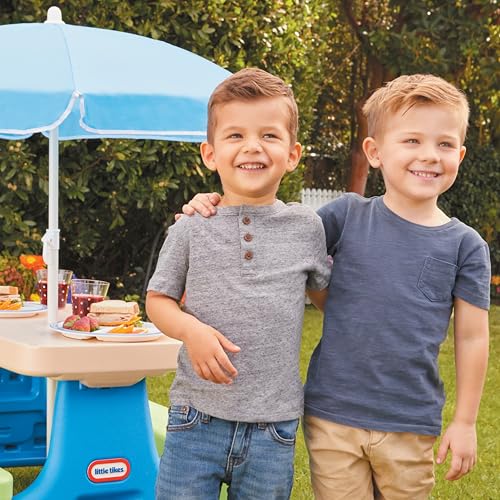Image of Little Tikes Easy Store Picnic Table with Umbrella, Multi Color, 42.00''L x 38.00''W x 19.75''H