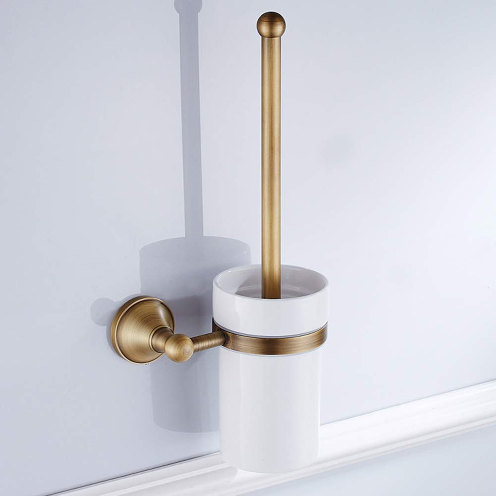 Soporte para escobilla de inodoro, estilo europeo, bronce antiguo, accesorios de baño de latón montado en la pared