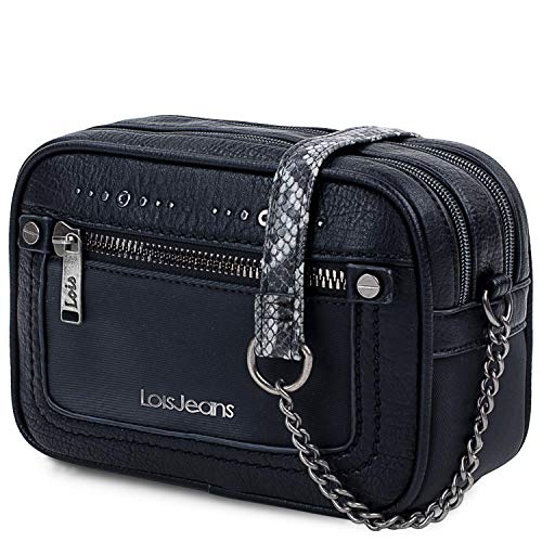 Lois - Bolso pequeño de Mujer con Bandolera. cómodo y para Diario o Paseo. Piel sintética. diseño Elegante, 310083, Color Negro
