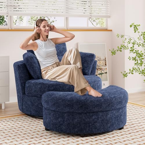 Sillón Plegable Chenille Azul marino miniatura 3