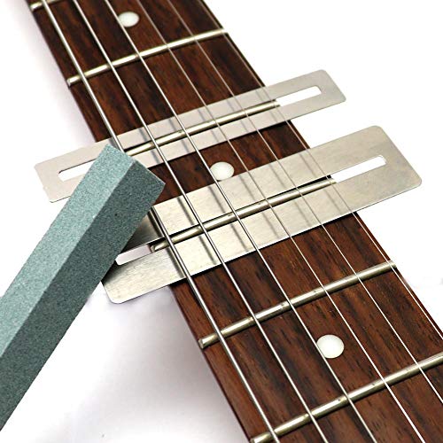 Guitar Luthier Tool Kit Double Headed Guitar Bass Fret Wire Rubber Hammer,Guitar Fret Crowning Luthier File,Stainless Steel Fret Rocker,Fingerboard Guards Protectors And Grinding Stone For Guitar #TOP5