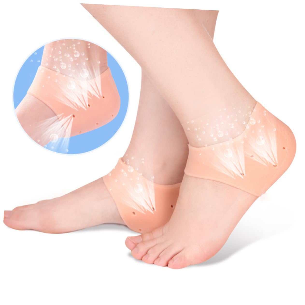 SOESFOUFU High Heel Protector Cushion Gel Heel Socks for Plantar Relief Reusable Silicone Protection