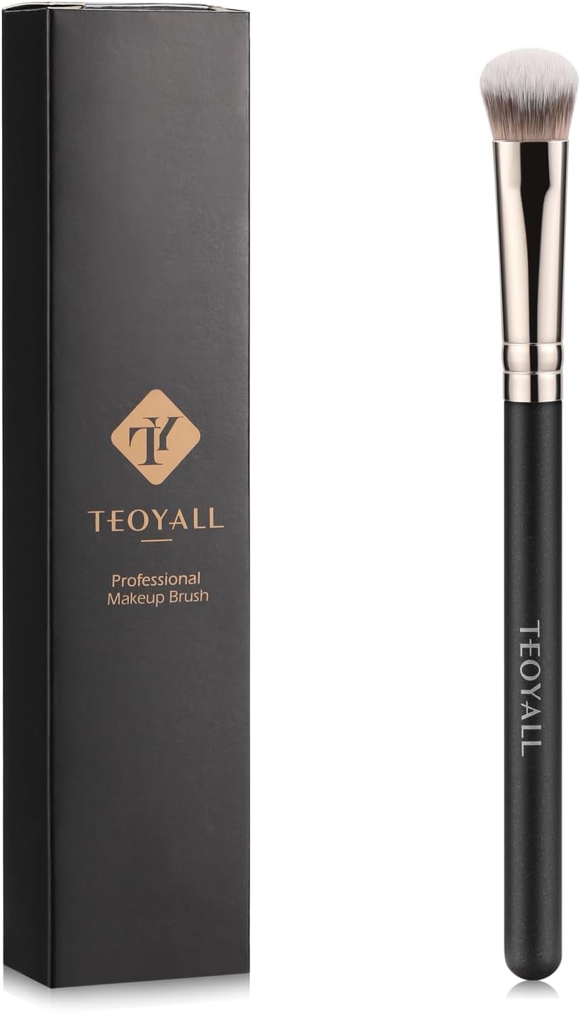 TEOYALL Under-Eye Concealer Brush, Small Flat Angled Synthetic Bristles Flawless Coverage Multitask Brush with Liquid Cream