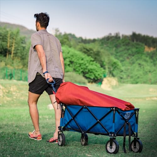 TIMBER RIDGE Bollerwagen Faltbar XXL Strandwagen mit Seitentasche Getränkehalter verstellbarem Griff,Transportwagen für Alle Gelände,Draussen Camping Einkaufen, 100kg Belastbarkeit – Bild 4