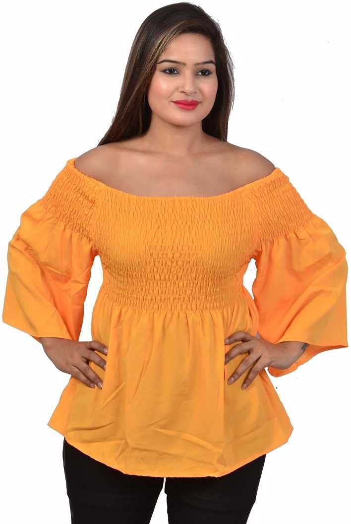 Mia FashionOff Shoulder Casual 3/4 Sleeve Solid Women Top