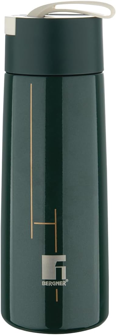Bergner Walking Thermosteel Hot and Cold Bottle, 350 ml Flask, Double Walled & Vaccum Insulated Water Bottle, Leakproof & Rustproof, Durable and Easy to Carry, Bottles for Office, Gym, College - Black