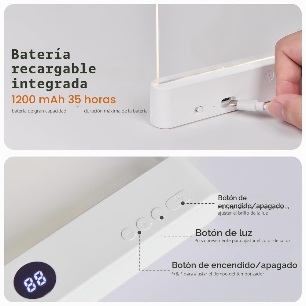 HOTUT Luz Plana para Libros, Luces de Lectura LED para Libros en la Cama, Lámpara de Lectura Recargable, 3 Colores de Protección Ocular & Brillos Continuamente Ajustables, Protección Ocular (Blanco)