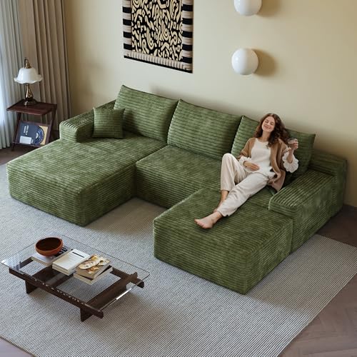 Image of 107 inch Cloud Sectional Sofa Boneless Couches with Chase