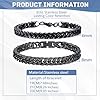 GoPaw 2Pcs Men's Stainless Steel Bracelet, Cuban Link Chain Bracelet, Hip Hop Jewelry Cuban Link Chain Bracelets, 19/21/23cm Stainless Steel Bracelets For Boys Men Dad (Black-21cm) #1