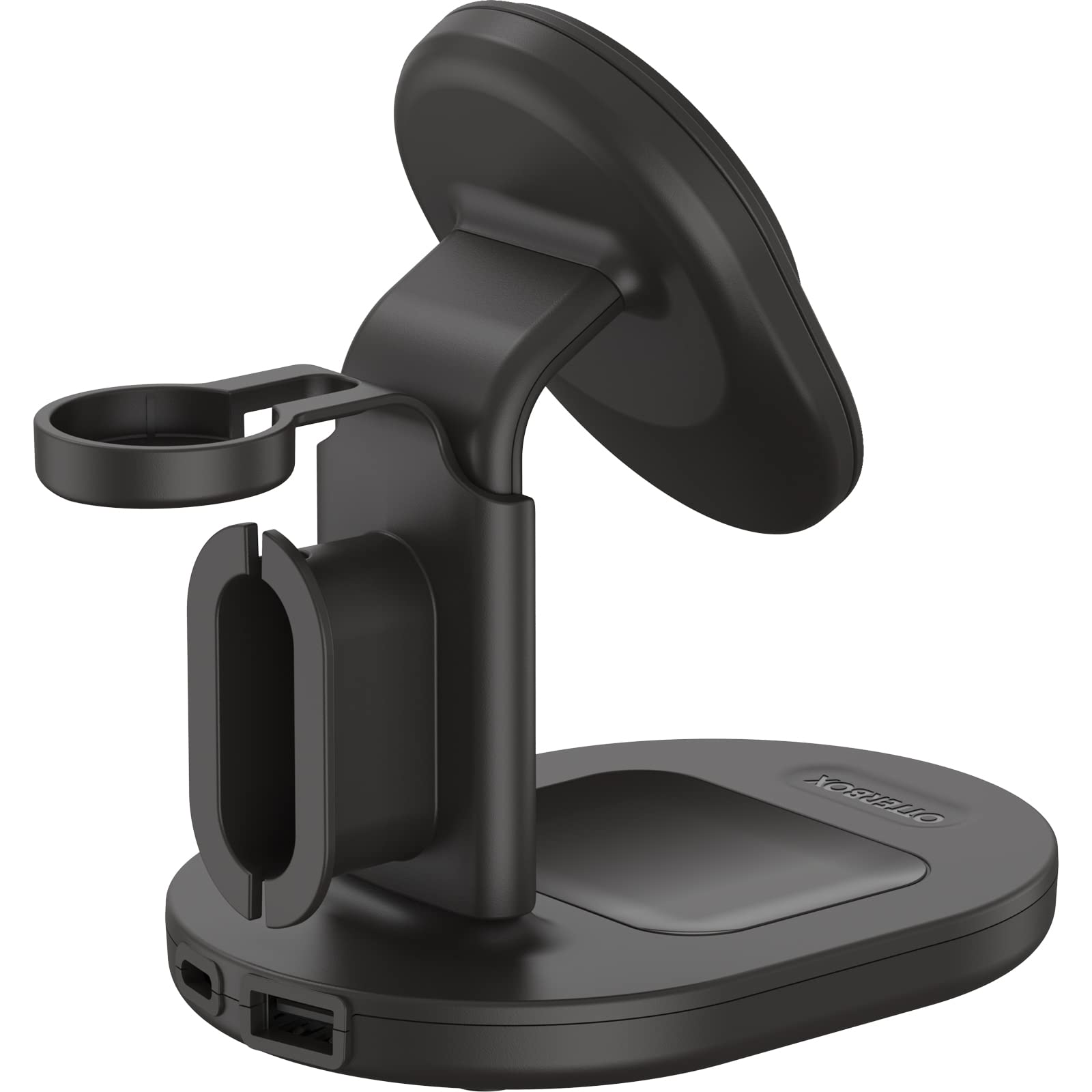 OtterBox Support de Charge 3-en-1 MagSafe, Noir | Station de recharge au design élégant et léger, alignement et fixation avec avec MagSafe pour iPhone, AirPods et Apple Watch