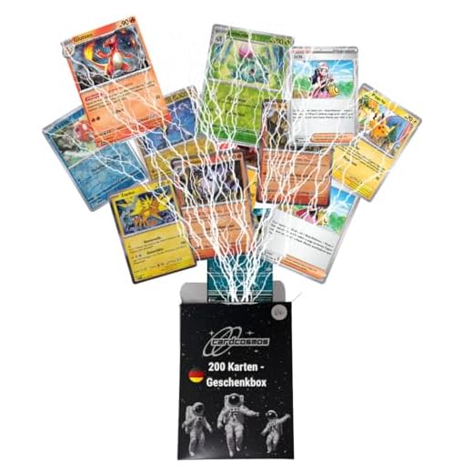 200 Karten Set - Pokemon Karten Deutsch – Originale Pokemon Sammelkarten inkl. 25 Holo/Reverse Holo + 100 Kartenhüllen – TCG Bundle – Sammelkarten Geschenkbox – Geschenk für Kinder & Sammler