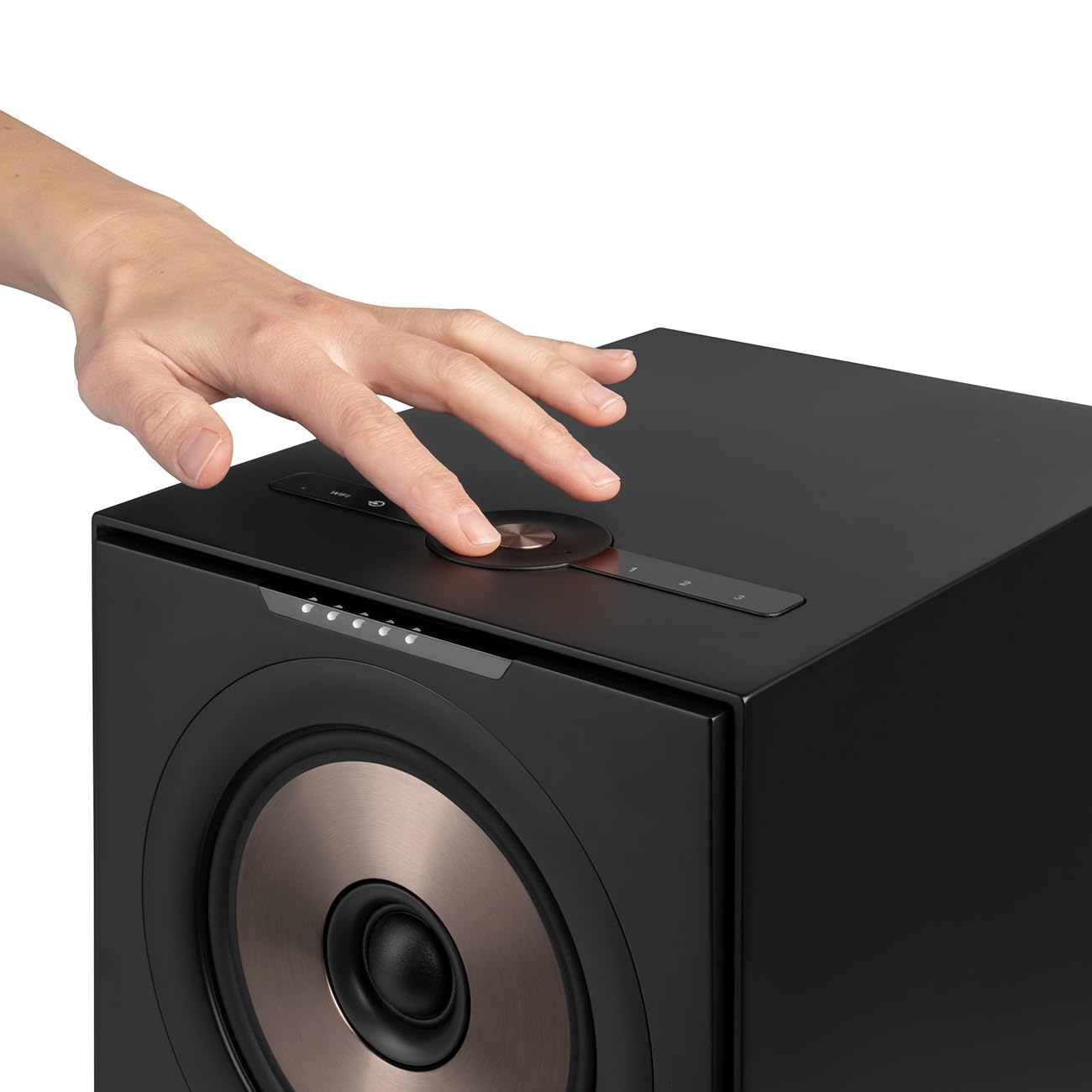Teufel Stereo M 2 - Aktive Regallautsprecher Paar Kabellos Bluetooth WLAN Multiroom Streaming, Holzgehäuse, HiFi Speakers, 100 Watt 3-Wege-System, Chromecast™ Built-in - schwarz