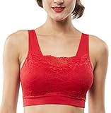 Belugue Women's Seamless Lace Overlay Bralette Wire-Free Sports Bra