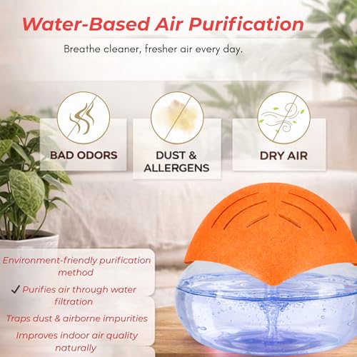 Image of Humidifier Revitalizer Hygiene Portable Room Air Purifier and with Led Lights, Run Time: 16 Hours- Perfect for Living Rooms, Kitchen, Office & Hotels (24 * 24 * 12 cm,Orange)-750 Ml