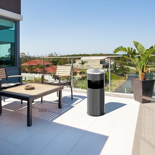 Buitenafvalbak Buitenafvalbak Van Roestvrij Staal Met Roosterdeksel Afvalbak Grote Buitenbak Afvalbak Voor De Tuin Commerciële afvalbak(Black) - Afbeelding 6