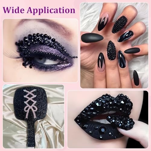 Image of 25000Pcs Resin Rhinestones for Crafting, Black 2-6mm Mixed Sizes Non Hotfix Flatback Gems with 1Pcs Glue, Bedazzling Crystal for DIY Craft Clothing Mugs Tumblers Shoes Fabric Decor Nail Art