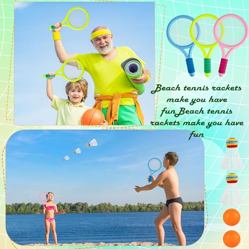 Set de 12 raquetas de tenis plásticas para niños miniatura 7