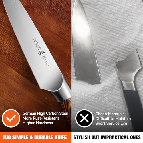 Image of TUO Utility Knife, 5 inch Small Kitchen Knife for Paring & Slicing, with Ergonomic Pakkawood Handle, High Carbon German Stainless Steel - Fiery Phoenix Series